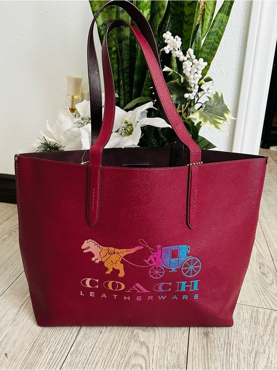 Coach Handbags - NEVER USED — Coach Deep Red Ombré
Highline Tote: Rainbow Rexy Dino and
Carriage